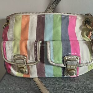 Coach Poppy Striped Legacy Bag and Pouch K1182-19025